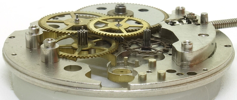 Seitenansicht des Räderwerks (skelettierte Version) Baumgartner 582: Seitenansicht des Räderwerks (skelettierte Version)