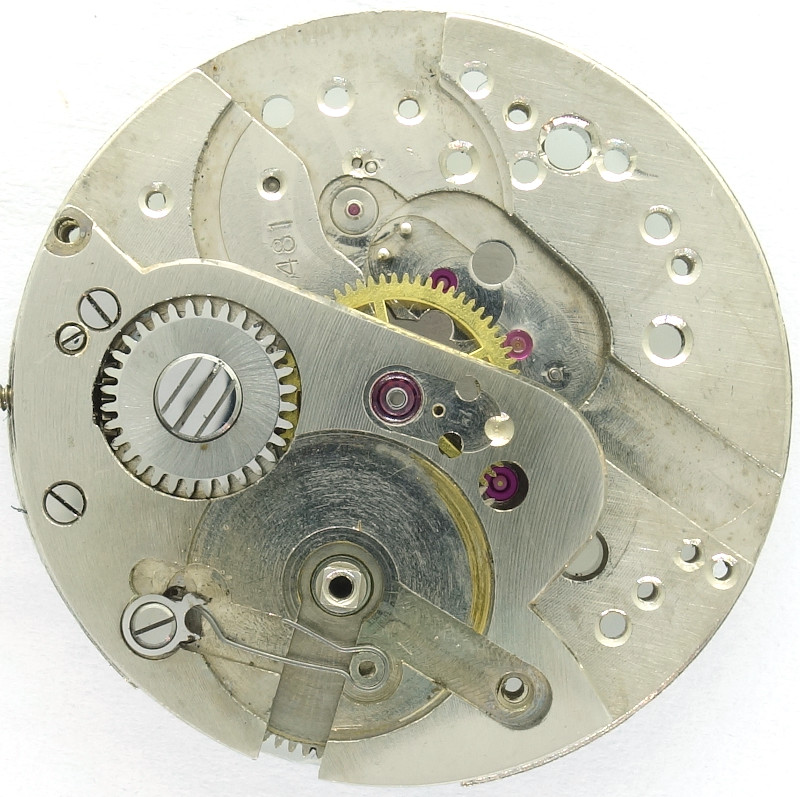 Grundplatine mit Minutenrad und offenem Federhauslager Buren 481: Grundplatine mit Minutenrad und offenem Federhauslager
