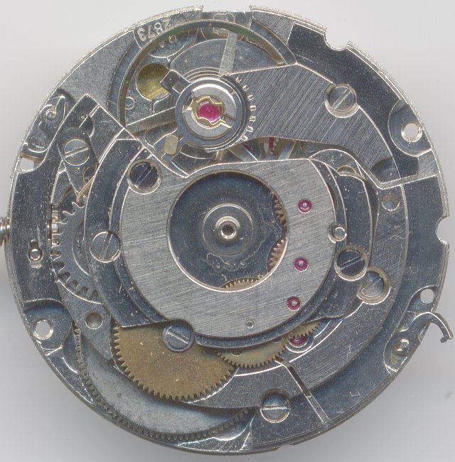 Werksansicht ohne Rotor ETA 2873: Werksansicht ohne Rotor