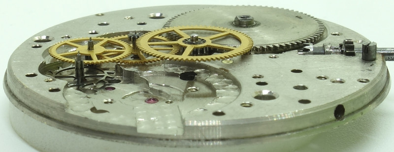 Seitenansicht des Räderwerks Molnija ChK-6: Seitenansicht des Räderwerks