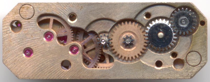 Blick auf das Zeigerwerk Omega 690: Blick auf das Zeigerwerk