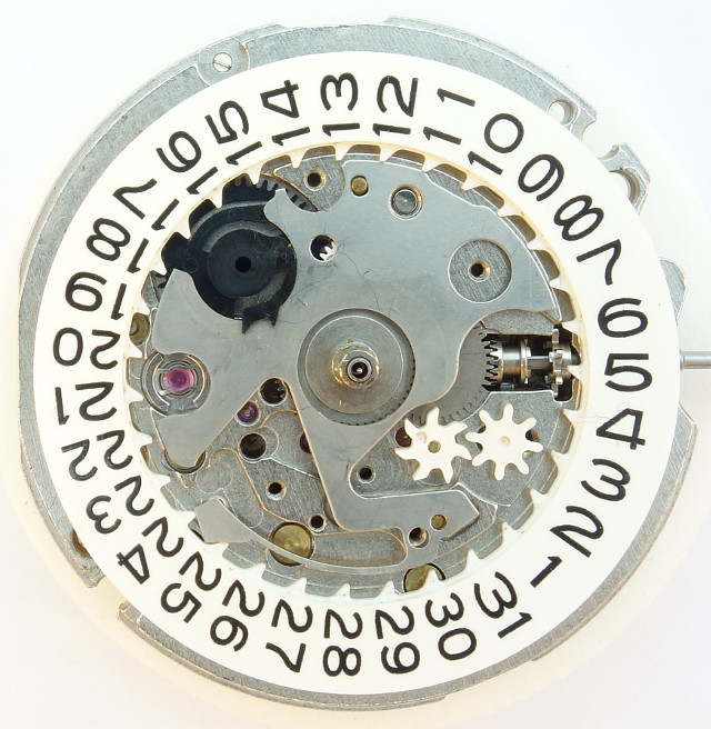 Datumsmechanismus mit erster Abdeckung Seiko 7S26A: Datumsmechanismus mit erster Abdeckung