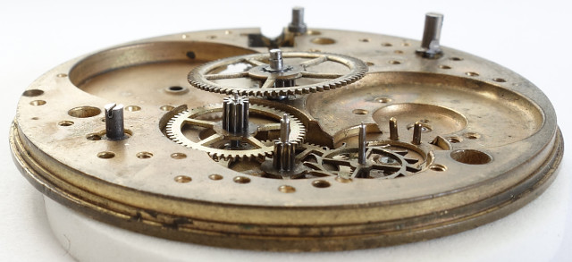 Seitenansicht des Räderwerks